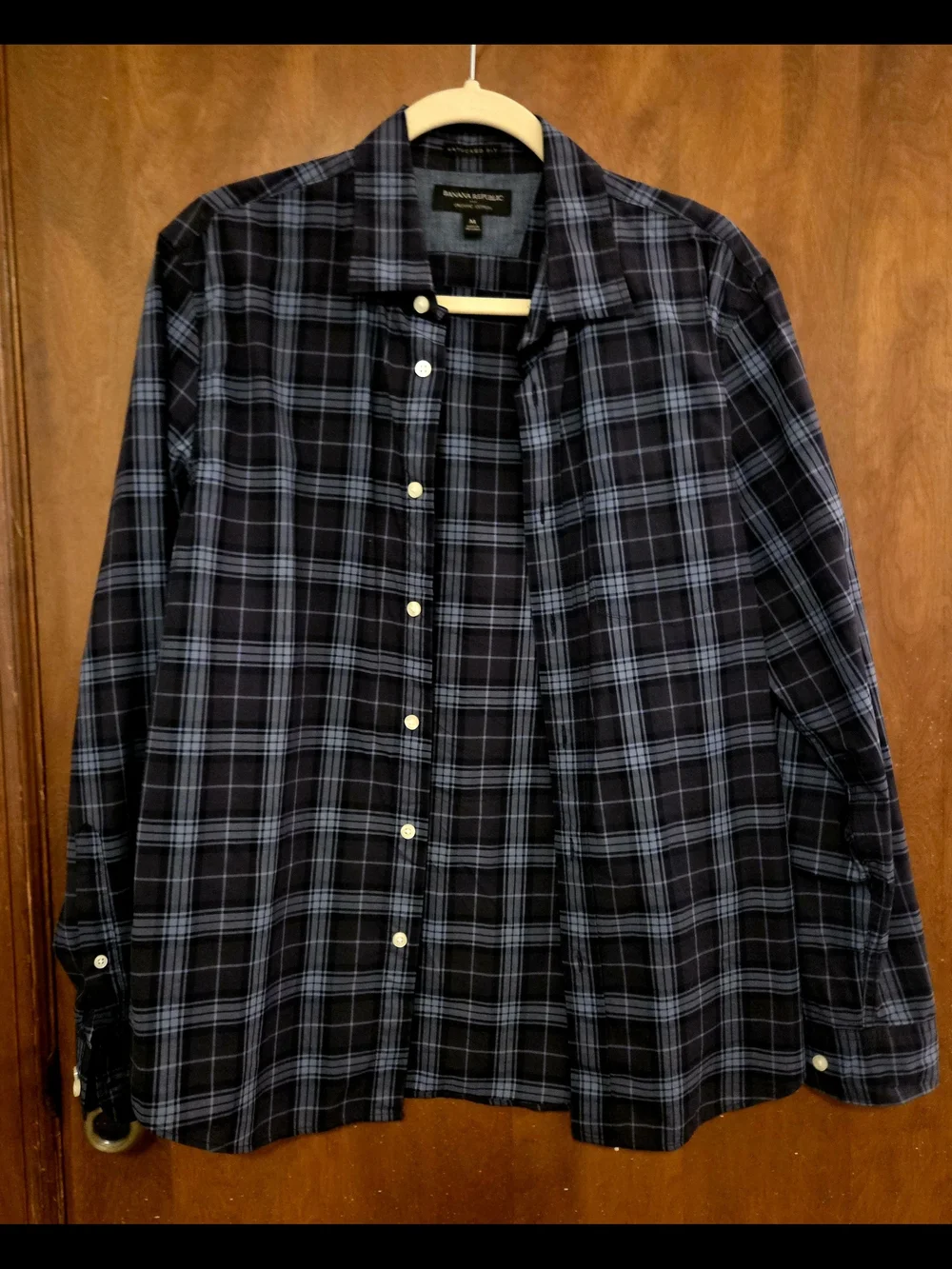 Banana Republic Men's Navy Plaid Button-Up Shirt